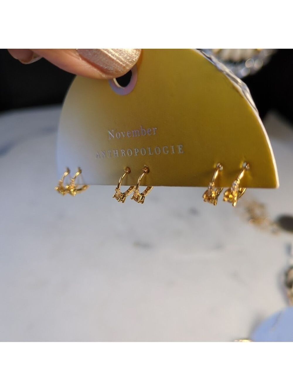 Anthropologie Small Hoop & Stud 14K Gold Plated Earrings Set, 3 Pairs - NWT - Picture 8 of 9